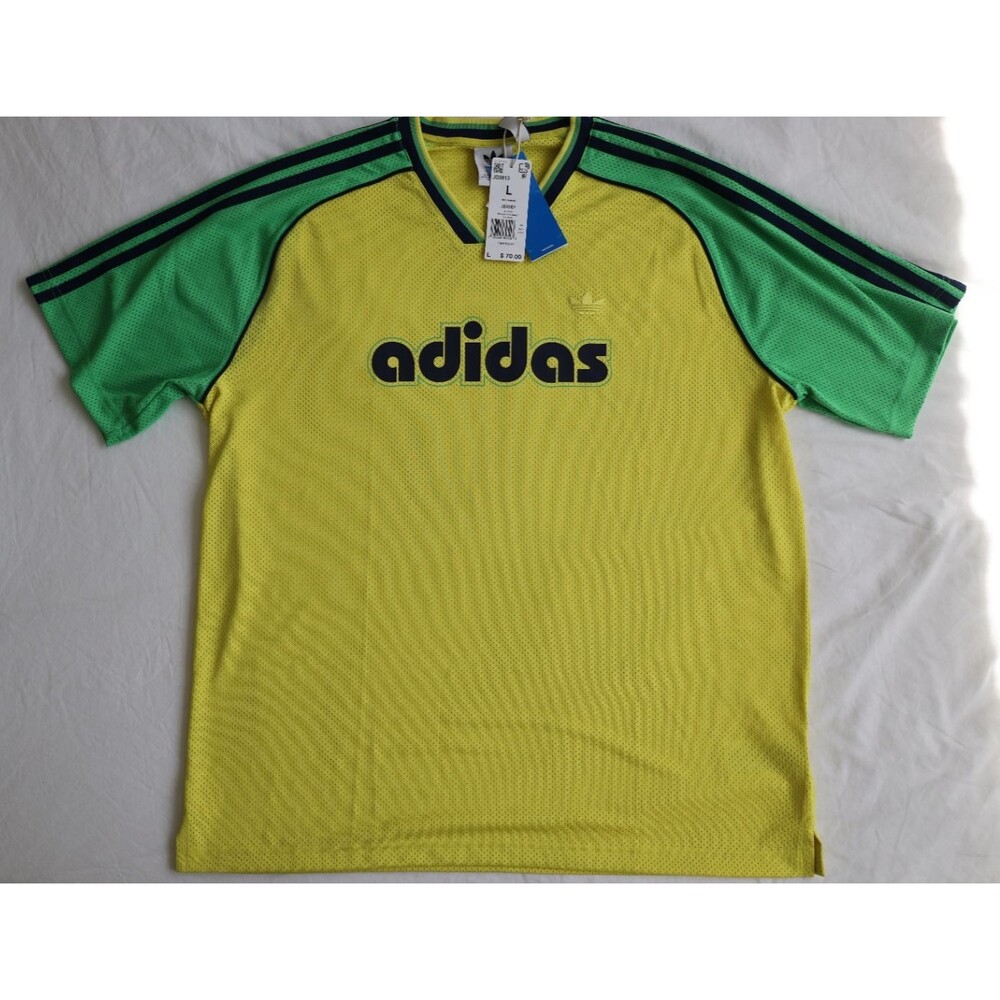 adidas Originals Mens Jersey L Pure Sulfur Green Mesh Retro Basketball NWT JD081